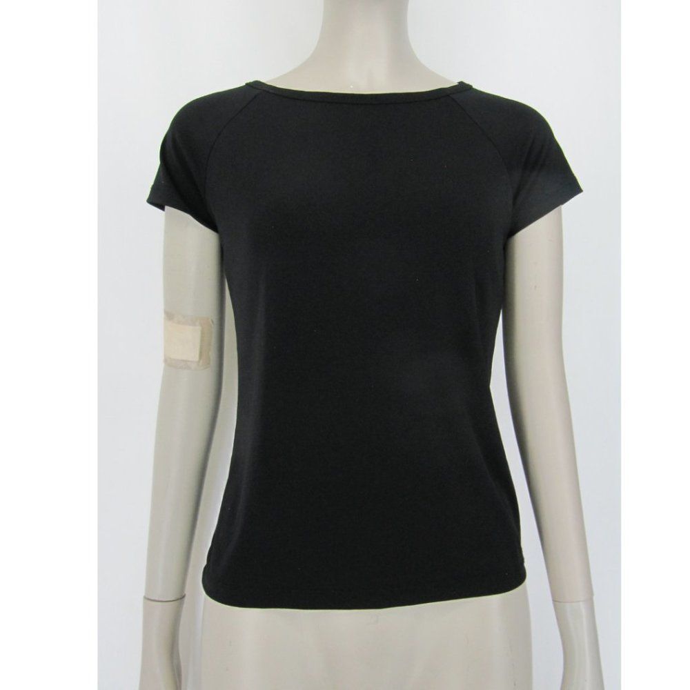 New York & Company Short Sleeve Black Stretch Shirt